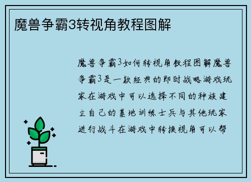魔兽争霸3转视角教程图解